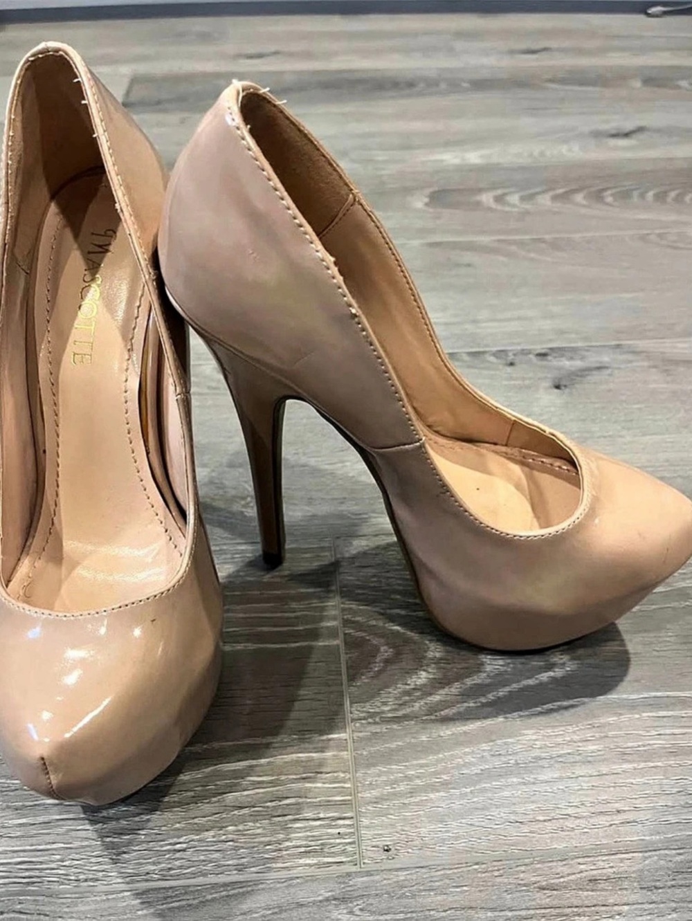 Mascotte Patent Platform Pumps in Pink